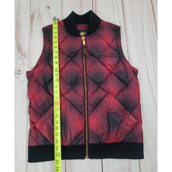 Eddie Bauer Women’s 1936 Skyliner Down Goose Vest Black/Red Plaid Quilted Size L - Picture 12 of 12